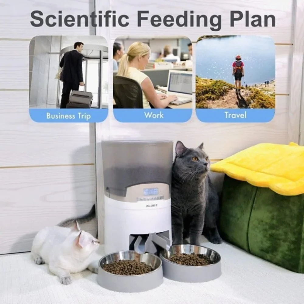 NEW Automatic Pet Feeder for Two Cats/Dogs 6.5L Dry Food Dispenser Voice Record